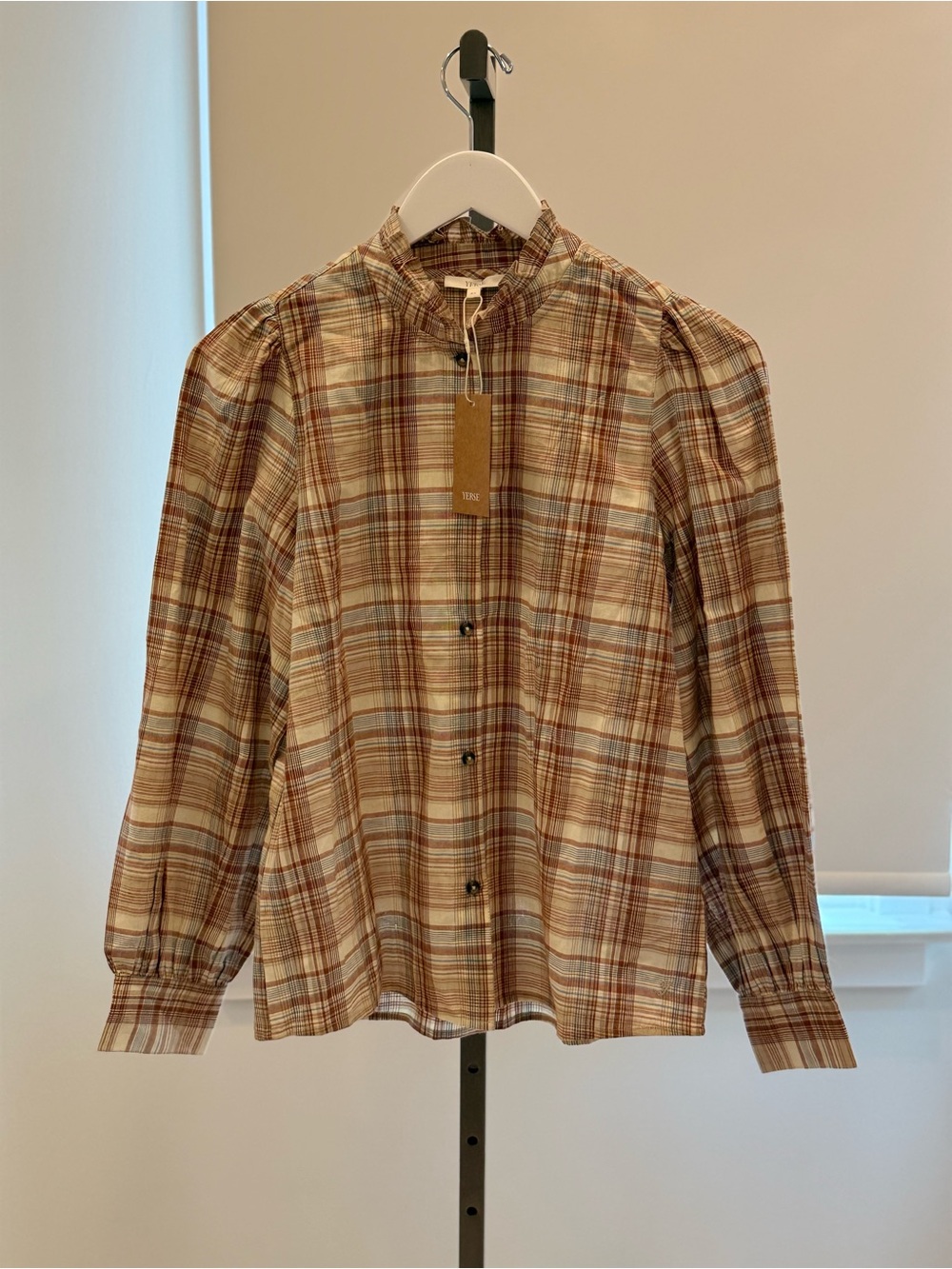 Yerse Plaid Blouse - Brown Multi